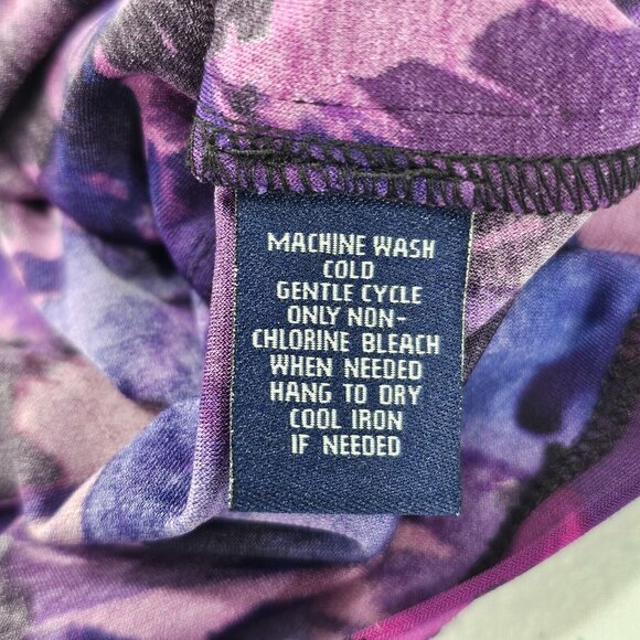 Chaps Sheath Dress Womens Large Purple Floral Faux Wrap Bodycon Ruched Surplice - Picture 5 of 11